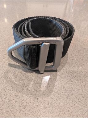 Bison Designs Men's Black Webbing Belt with Silver Metal Buckle